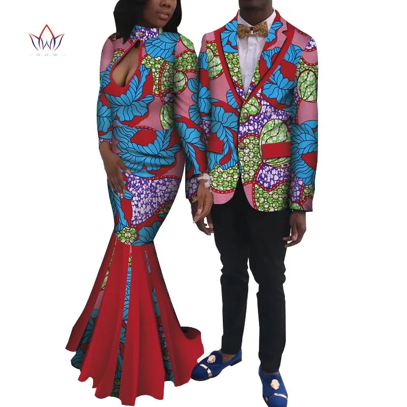 Новые влюбленные женские мужские африканские костюмы два комплекта одинаковые пары африканская одежда с длинным рукавом летнее свадебное платье 6XL WYQ250 - Цвет: 11