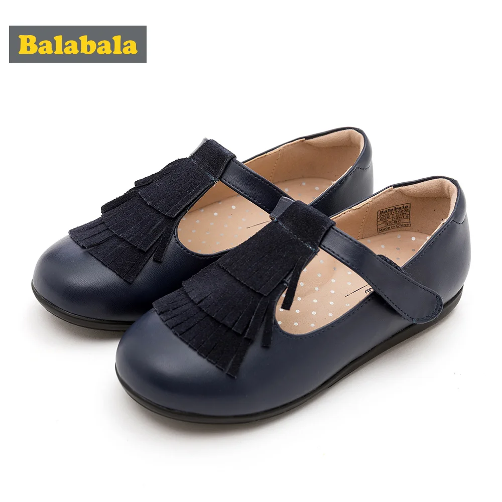 

balabala Children Girls shoes 2018 New Spring Autumn Single Princess Shoes Childs Retro Fashion Leather Shoes For Kids Girls