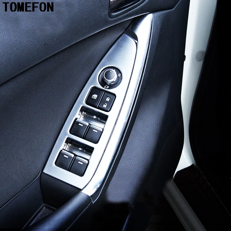 

TOMEFON For Mazda 2 Demio DJ DL 2015 2016 ABS Pearl Chrome Interior Inner Door Window Switch Buttons panel Cover Trim 4pcs