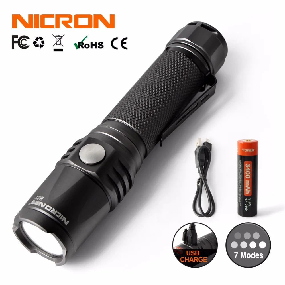 NICRON Mini 9 Вт Водонепроницаемый IPX8 5200cd 900LM светодиодный USB Супер яркость портативный
