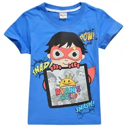 Ryan Toys Review/Новые футболки для мальчиков и девочек, топы с мультяшным принтом, полосатая футболка из хлопка для детей, Рождественская Одежда