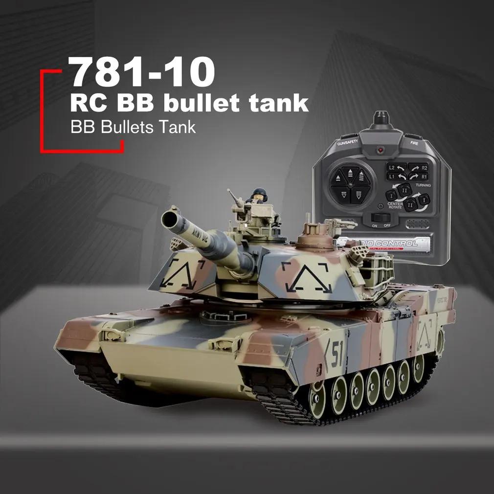 

1/26 Scale Shooting BB Bullets Tank Set RC Military Car Remote Control Model Boy Toy Gift Vehicle with 360'Rotate Life Indicator