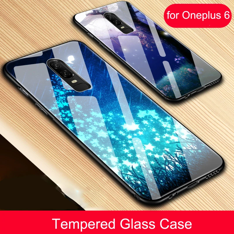 Закаленное Стекло чехлы для Oneplus 6 5 т случае HD узор анти-shonck чехол Oneplus6 Oneplus5 Oneplus5t