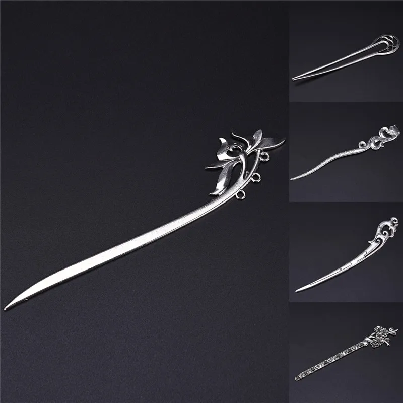 

2018 Fashion 1PC New Vintage Women Hair Sticks Pins Elegance Silver Geometric Headbands Lady Gift Barrettes Clip Accessories