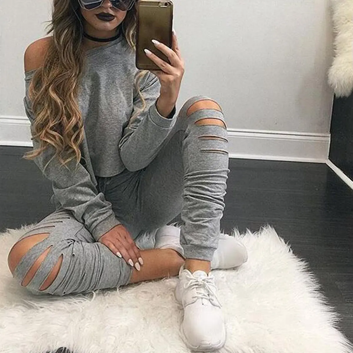 

2018 Autumn Women Tracksuit 2 Piece Set Clothing Solid Sportwear Suit Woman Cutty Set Costumes