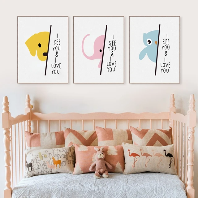 Cartoon Elephant Canvas Painting Sweet Nursery Wall Art Pictures Cartoon Elephant Canvas Painting Sweet Nursery Wall Art Pictures Print And Poster Modern Baby Kids Room