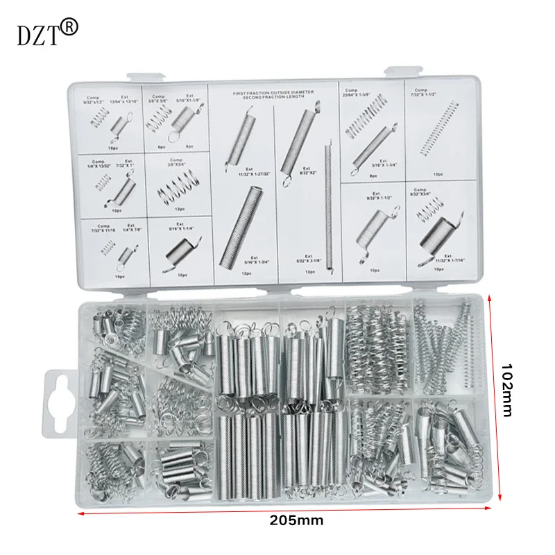 200pcs Waved Extension Spring Set Metal Tension/Compresion Springs Assortment In 20 Sizes