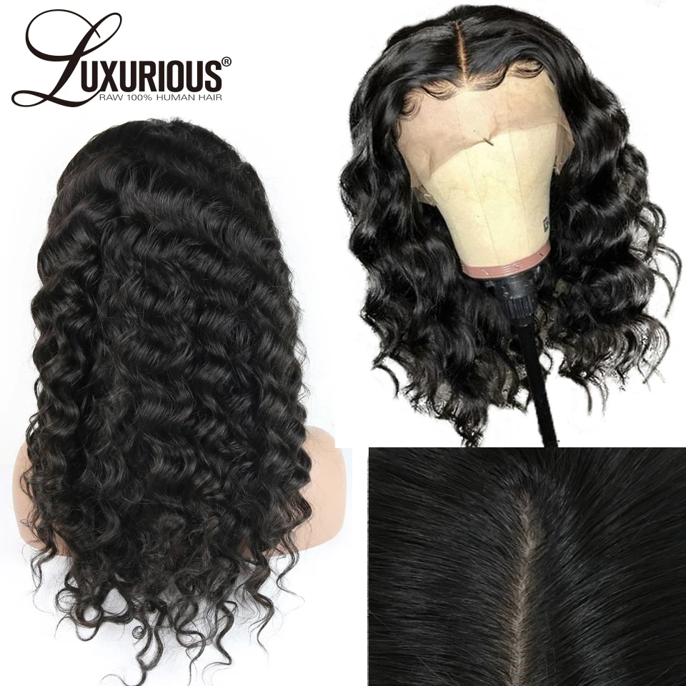 

Deep Wave Silk Base Wigs With Hidden Knots Pre Plucked Remy Brazilian Hair Natural Color 4x4Silk Base Lace Front Human Hair Wigs