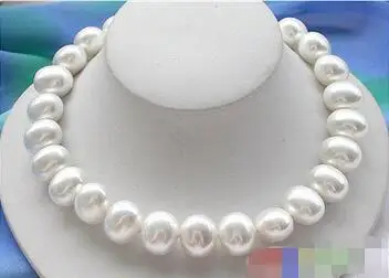 

FREE SHIPPING HOT sell new Style >>>>17" 19mm white egg SOUTH SEA SHELL PEARL NECKLACE