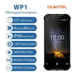 Oukitel WP1 IP68 Водонепроницаемый tri-доказательство Мобильный телефон 5,5 дюймов HD MT6763 Octa Core 4 ГБ + 64 ГБ 13MP двойной назад камеры OTG Беспроводной