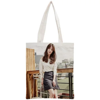 

Custom Song Hye Kyo Tote Bag Reusable Handbag Women Shoulder Foldable Cotton Canvas Shopping Bags