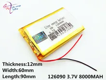 126090 de litio de 3,7 V, polímero de 8000 mah móvil bricolaje de energía de emergencia de carga de la batería
