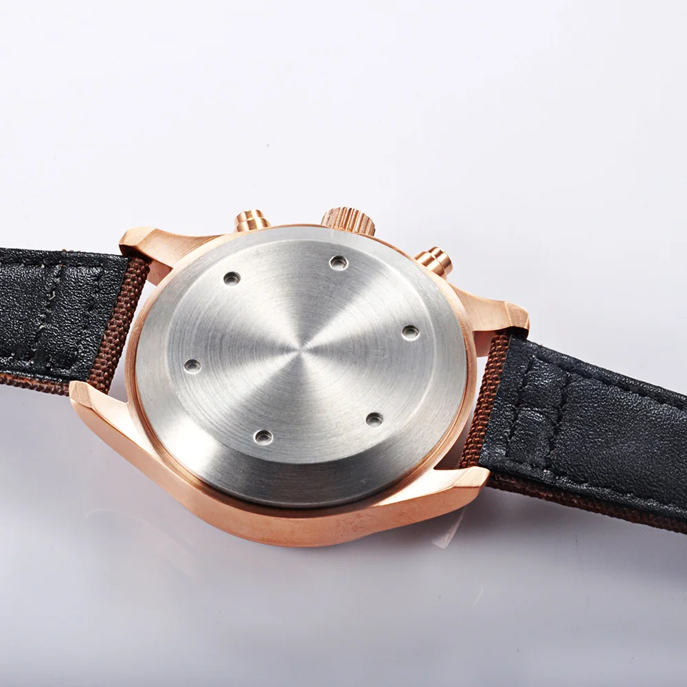 

Corgeut 46mm White Dial Rosegold PVD Case Full Chronograph Quartz Wrist Watch Men 1A
