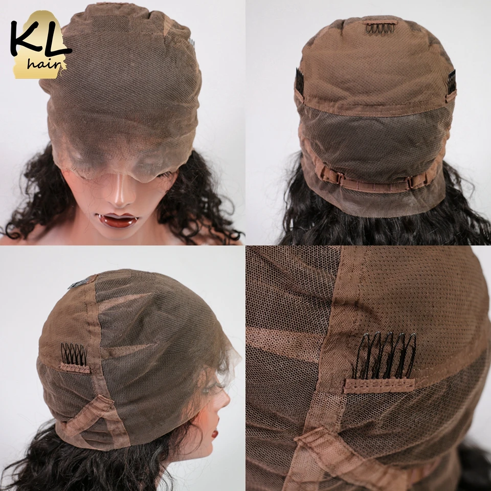 Натуральные волнистые полностью кружевные человеческие волосы парики с детскими волосами предварительно выщипанные натуральные черные бразильские волосы remy кружевные парики для женщин KL Hair