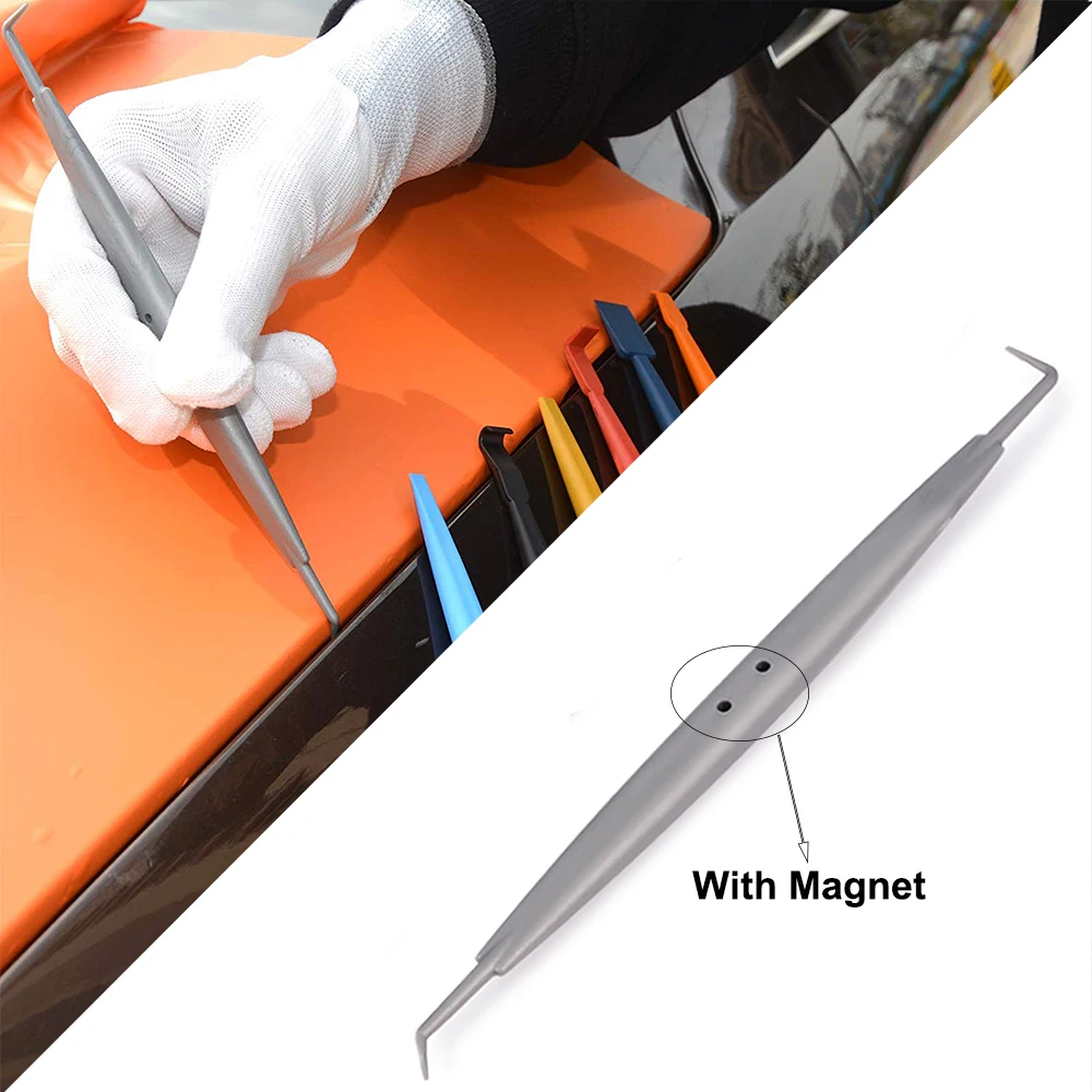 

FOSHIO Micro Magnetic Wrap Squeegee for Car Corner Side Edge Carbon Fiber Vinyl Film Sticker Wrapping Scraper Magnet Tuck Tools
