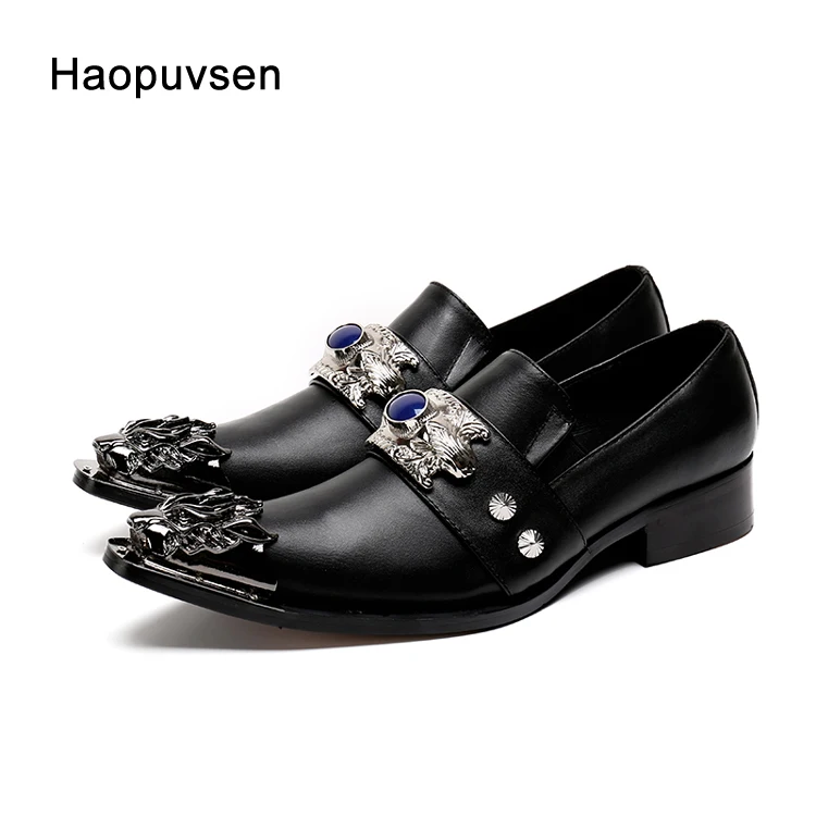 

2018 Handmade Pointed Toe Sliver Metal new Leather Men Dress Shoes Evening Party Wedding Shoes Hairdress Sexy Shoe Plus size 12