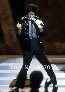 MJ Майкл Джексон's Billie Jean Sequin Tuxedo рубашка в 1980-х для выступления вечерние шоу ручной работы