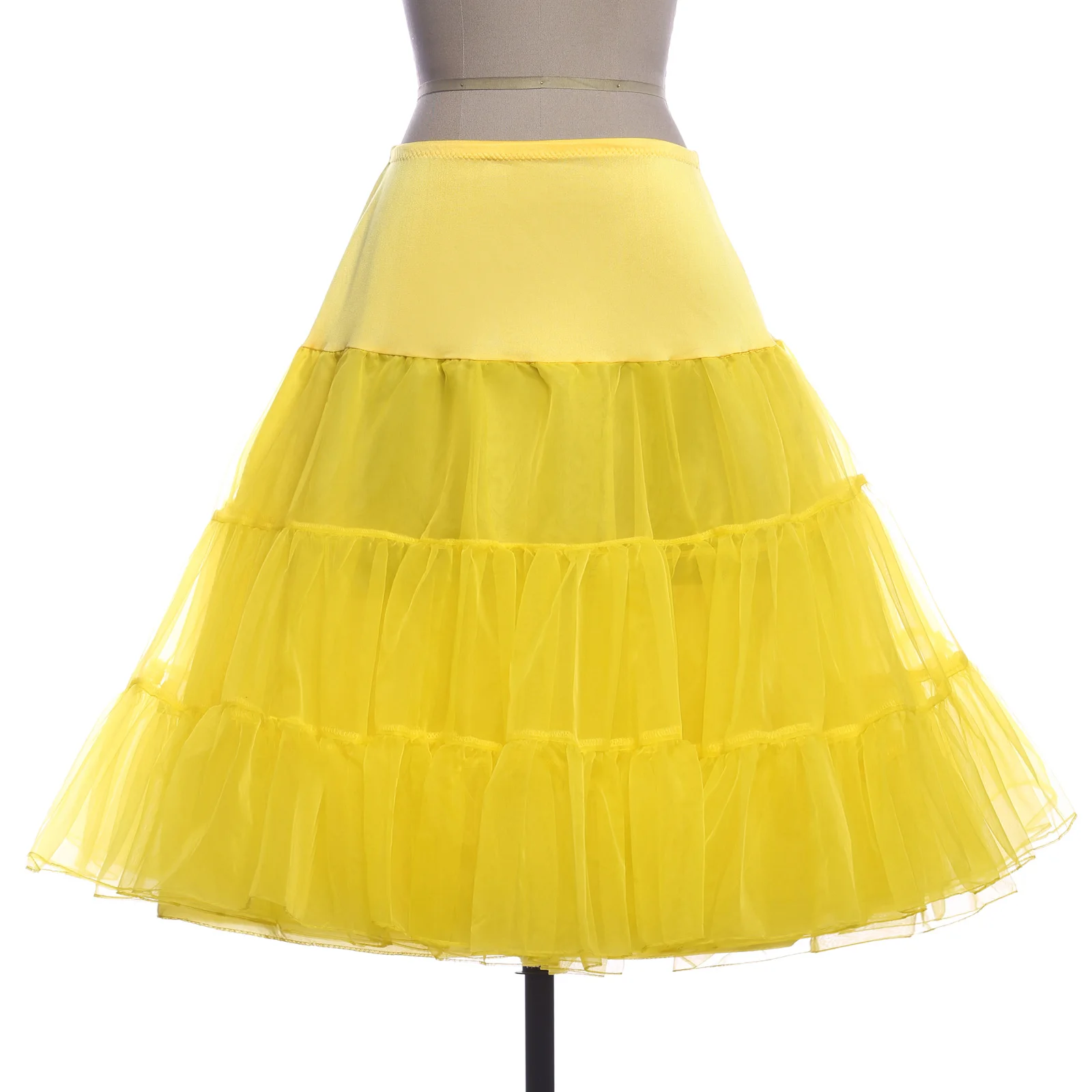 GK Талия на резинке Женская юбка в стиле "Ретро" Винтажная однотонная двухслойная вуаль юбка кринолин нижняя юбка с подкладкой слой - Цвет: Yellow