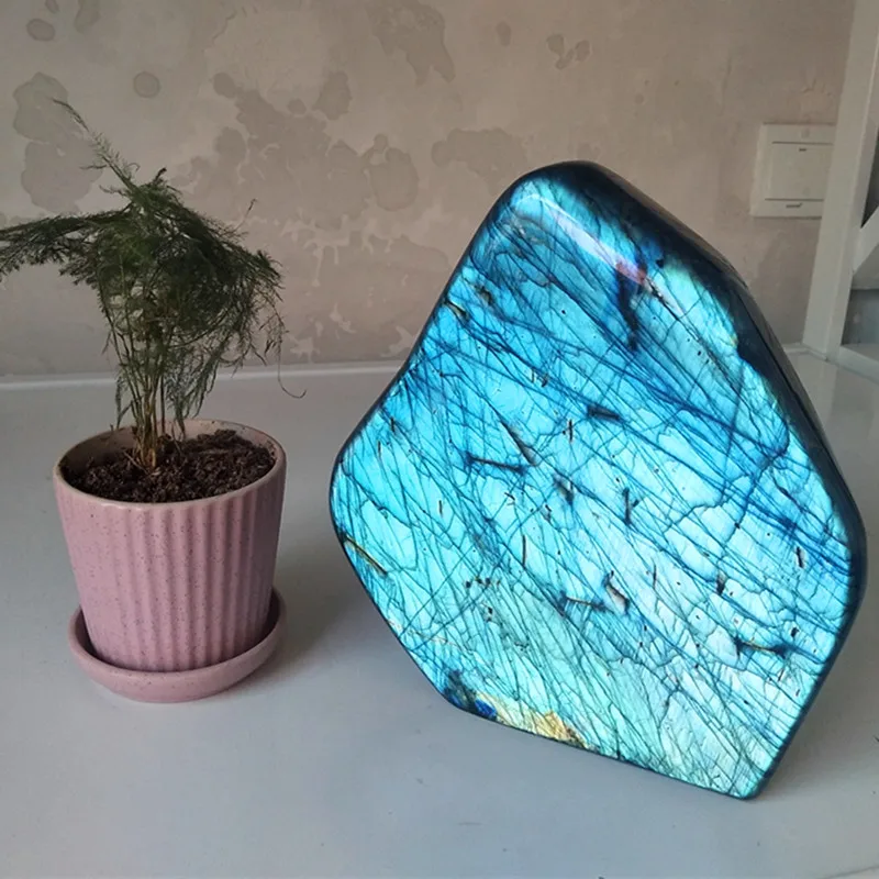 

4.6kg Natural labradorite stone crystals home decoration polished blue moonstone chakras healing stone fengshui housedecoration