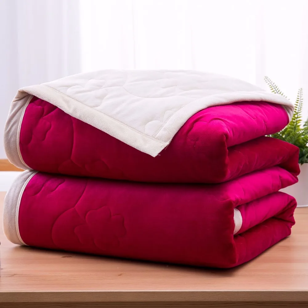 Новинка, простое стеганое фланелевое одеяло, трехслойное стеганое хлопковое Утепленное зимнее Коралловое Флисовое одеяло, плюшевое одеяло