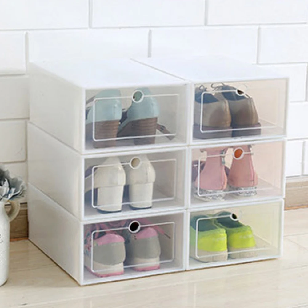 Прозрачная пластиковая коробка для хранения обуви 1 шт. прозрачная пластиковая коробка для обуви Чехол Контейнер для хранения вещей офисный Органайзер