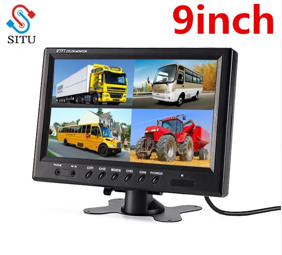 

SITU TFT LCD Split Screen Quad Monitor CCTV Security Surveillance Car Headrest Rear View Monitor 4 RCA Connectors 6 Mode