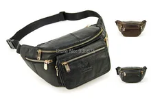 Echte echtem Leder 6 Reißverschlusstaschen Klassische Spaziergang Reise Fanny Hüfttasche Tasche Bum Hip Gürtel Männer Frauen Beutel Geldbörse Vintage