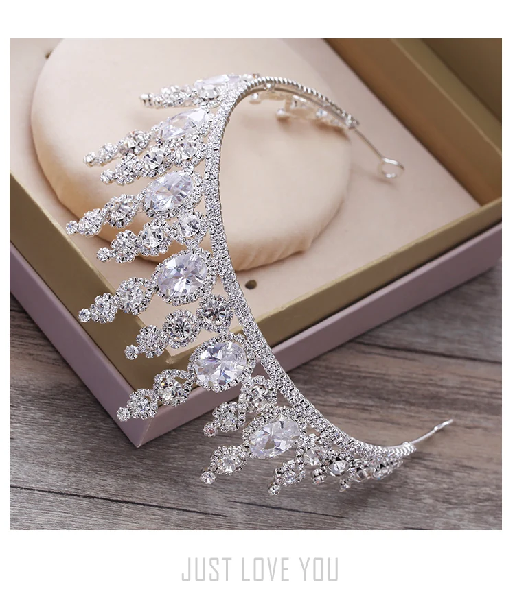 Europeus lindo Cristal Nupcial do casamento Acessórios Do Cabelo Do Casamento Coroa Tiara de Strass Concurso Miss Universo  (8)