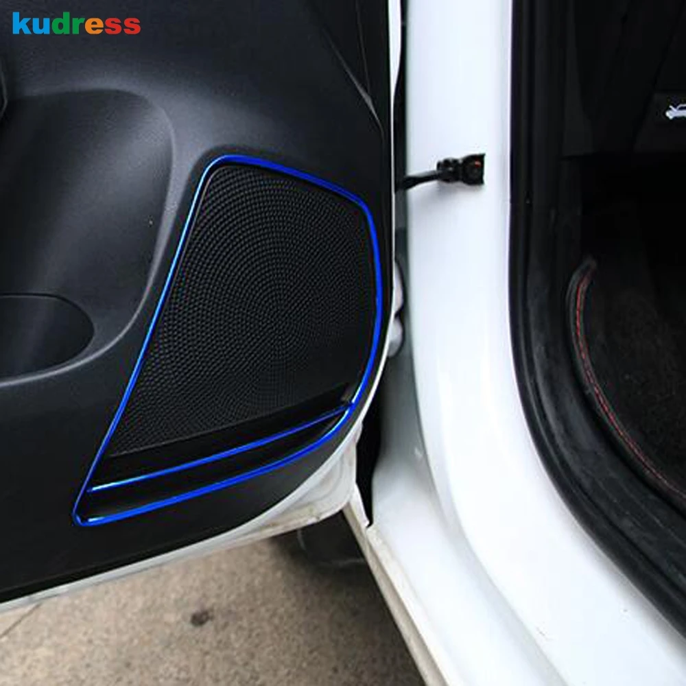 

Styling For Kia Rio 4 X-line 2018 2019 Stainless steel Car Door Speaker Sound audio ring Cover Trim sticker Auto accessories
