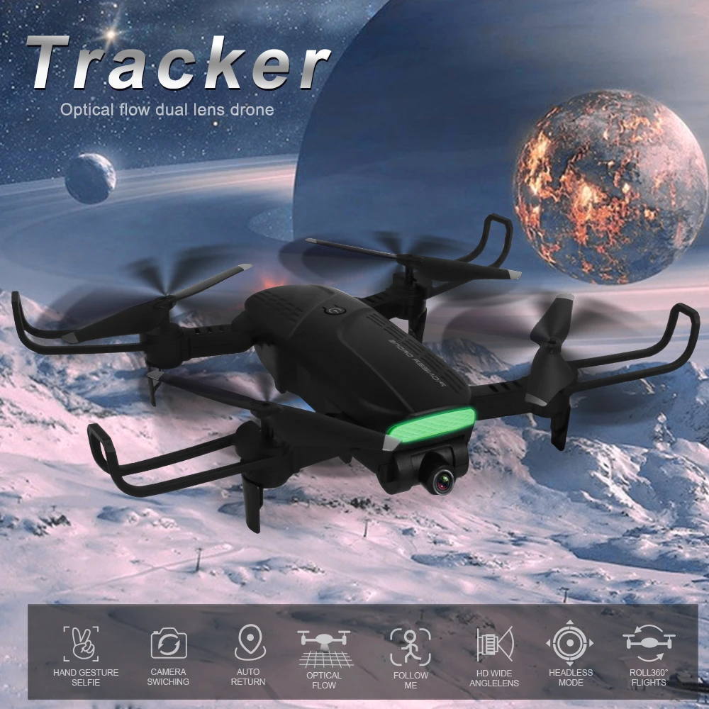 

Drone 2.4Ghz 4CH Wide-angle WiFi 1080P Optical Flow Dual Camera RC Helicopter Quadcopter Selfie Drone Follow Me Altitude Hold