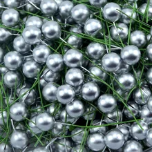 30 шт Серебряные жемчужные пластиковые тычинки Искусственные цветы маленькие ягоды вишня для свадьбы Рождественский торт коробка декоративный венок