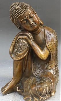 

663211" Marked Chinese Tibetan Buddhism Bronze Sleep Rest Sakyamuni Buddha Statue