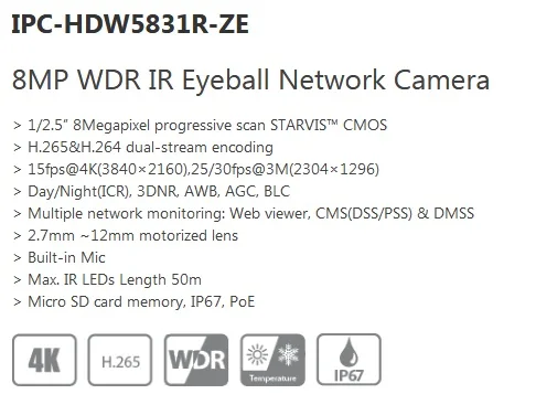 IPC-HDW5831R-ZE Features