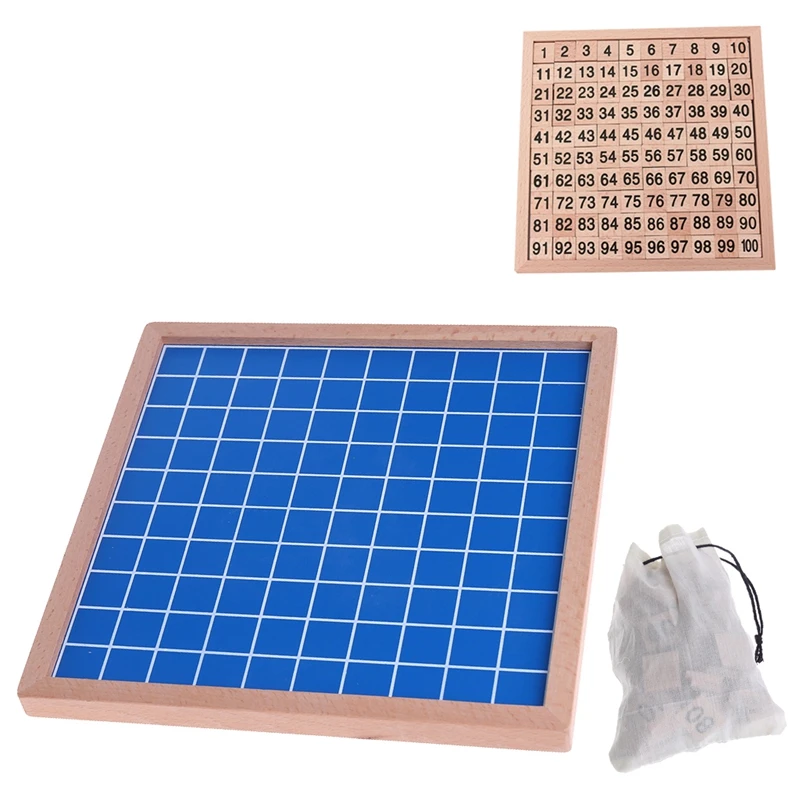 Wooden Montessori Hundred Board Teaching Aids Math 1 to 100 Consecutive Numbers Counting Toy Gift