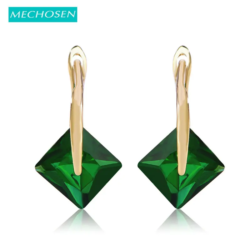 

MECHOSEN Newest Green Rhinestone Stud Earrings For Women Gold-color Zirconia Brinco Mujer Small Cute Boucle d'oreill Bijouterias