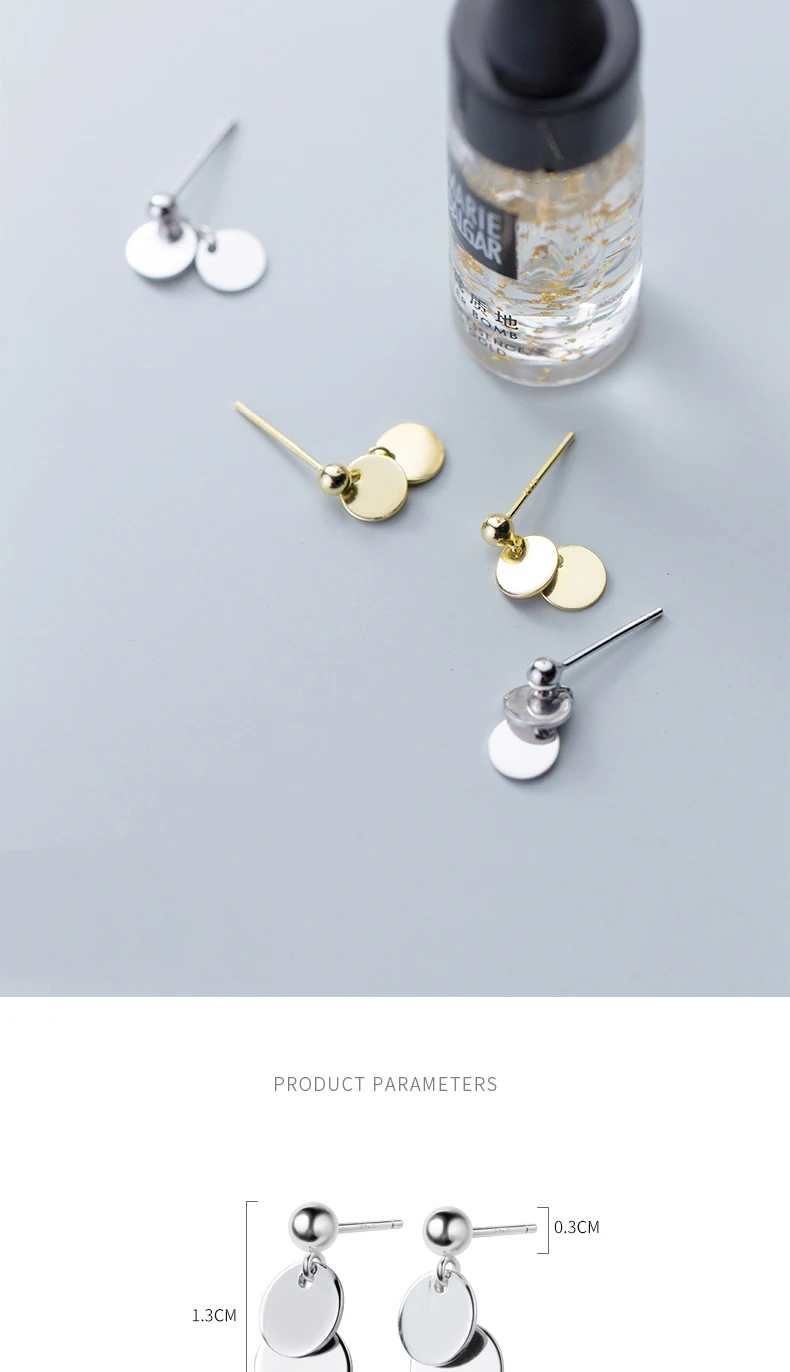 Аутентичные 925 пробы серебряные круглые ломтики вафельные серьги-гвоздики для женщин Простые антиаллергенные серьги индивидуальный Рождественский подарок для девочек