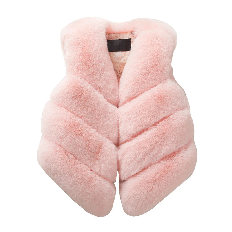 Зимнее пальто с искусственным мехом для девочек куртки для малышей для куртки для девочек детские жилеты верхняя одежда для девочек; детская одежда; пальто с искусственным мехом - Цвет: pink