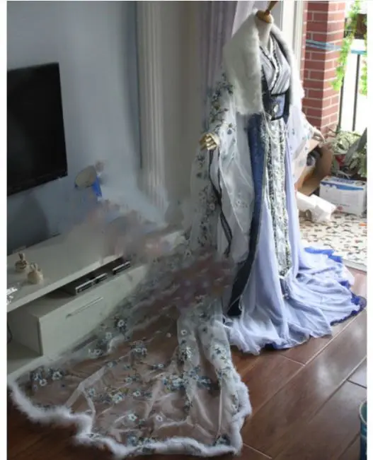 2 вида конструкций Mu Yan шифоновый мужской костюм с длинным хвостом Hanfu