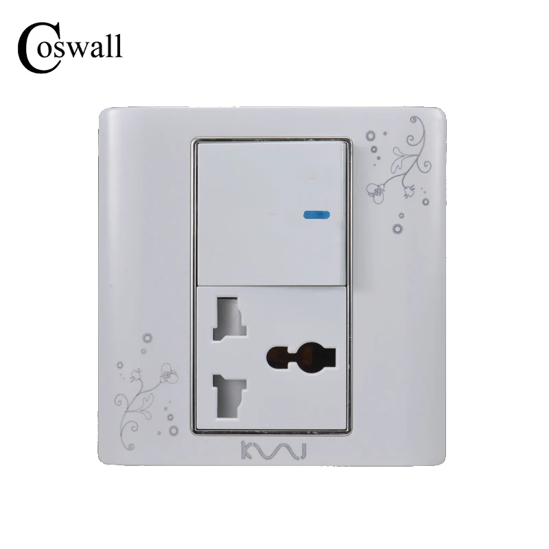 COSWALL Luxury Wall Electrical Socket Universal 3 Hole Power Outlet