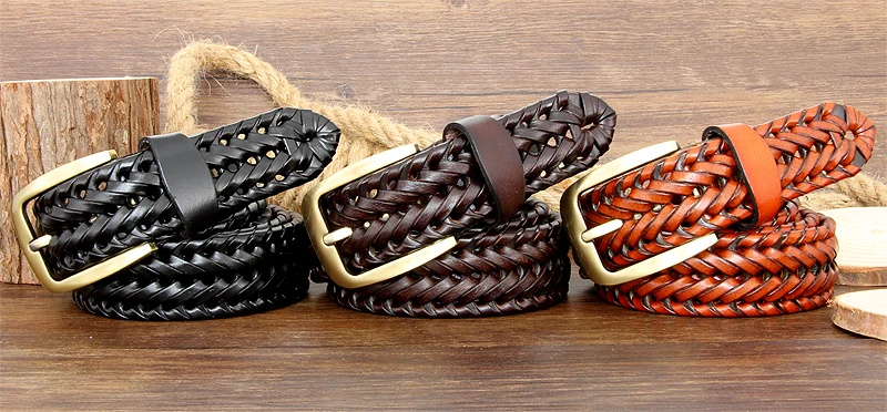 black leather belt Unisex Men and Women Belt Genuine Leather Female Belt Woven Knitted Quality Belt Male Luxury strap Belts Cummerbund dropshipping types of belts