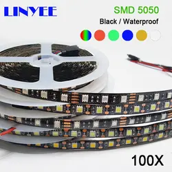 Оптoвaя прoдaжa 5 м супер яркий 5050 SMD RGB Черный Светодиодные полосы света 60 светодиодов/M AC/DC 12 V Гибкая светодиодная лента света Ip65