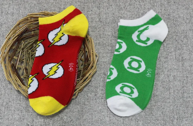Носки для косплея «Супермен», «Бэтмен», «Зеленый Фонарь», для женщин и мужчин, «флэш чудо-женщина», короткие носки, Пара спортивных носков, 5 стилей