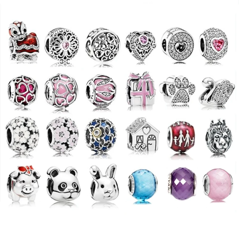 

Fits Bracelet Charm DIY Ladies Party Gift Jewelry Lion Dance Love Glass Beads 925 Sterling Silver Beads