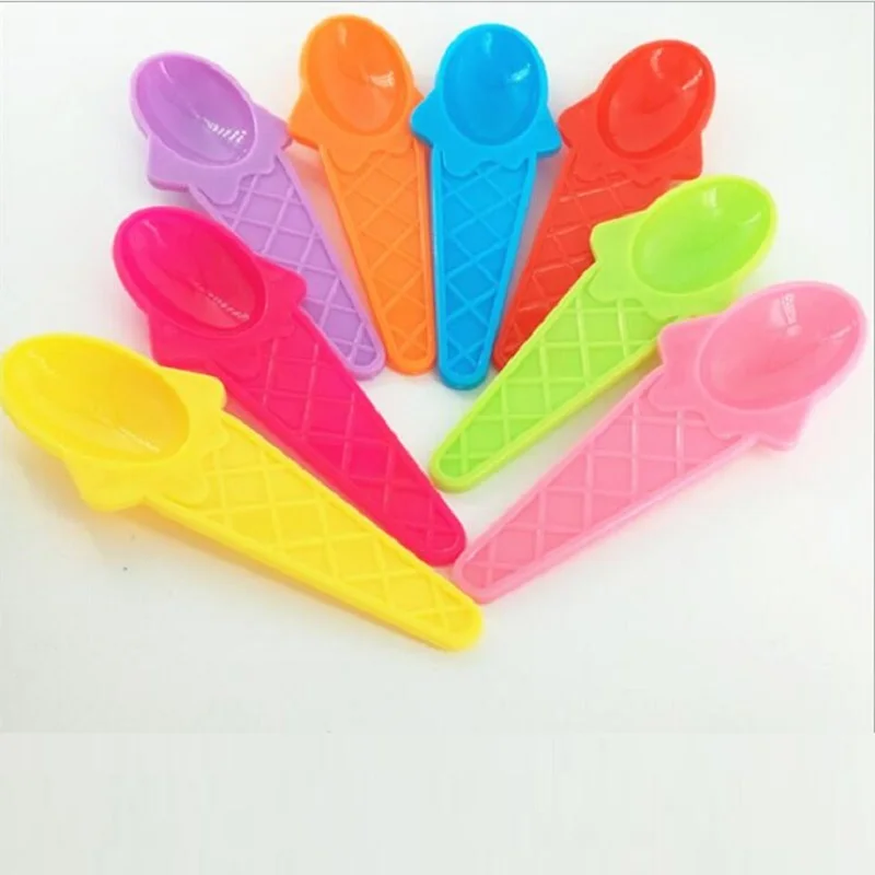 

6 Patterns Ice Cream Spoon High Quality Plastic PS Spoon Tools for ice Cream Bowl Children Birthday Party Supplies Only Spoon