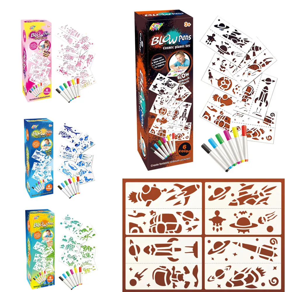 

Blow Pen Airbrush DIY Brush Colourful Amazing 6PCS Plastic Wonderful Assorted DIY Creation Festival Card Art