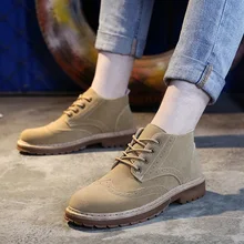 Модные однотонные мужские ботинки для отдыха, ботильоны с круглым носком, байкерские ботинки в стиле панк, прошитая Уличная обувь на шнуровке, весна-осень