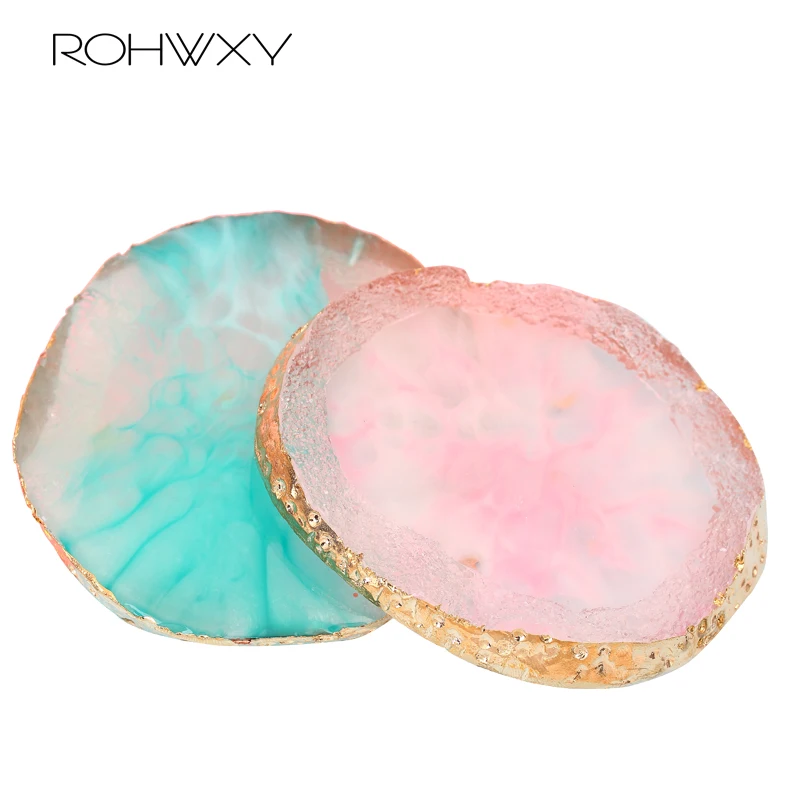 ETEREAUTY Resin Nail Art Painting Gel Palette Golden Edge Polish Agate Gem Plate Manicure Accessory New Tool Gift |