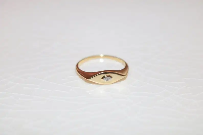 

simple turkish evil eye single marquise white cz engagement band ring for women Size 5 6 7 8