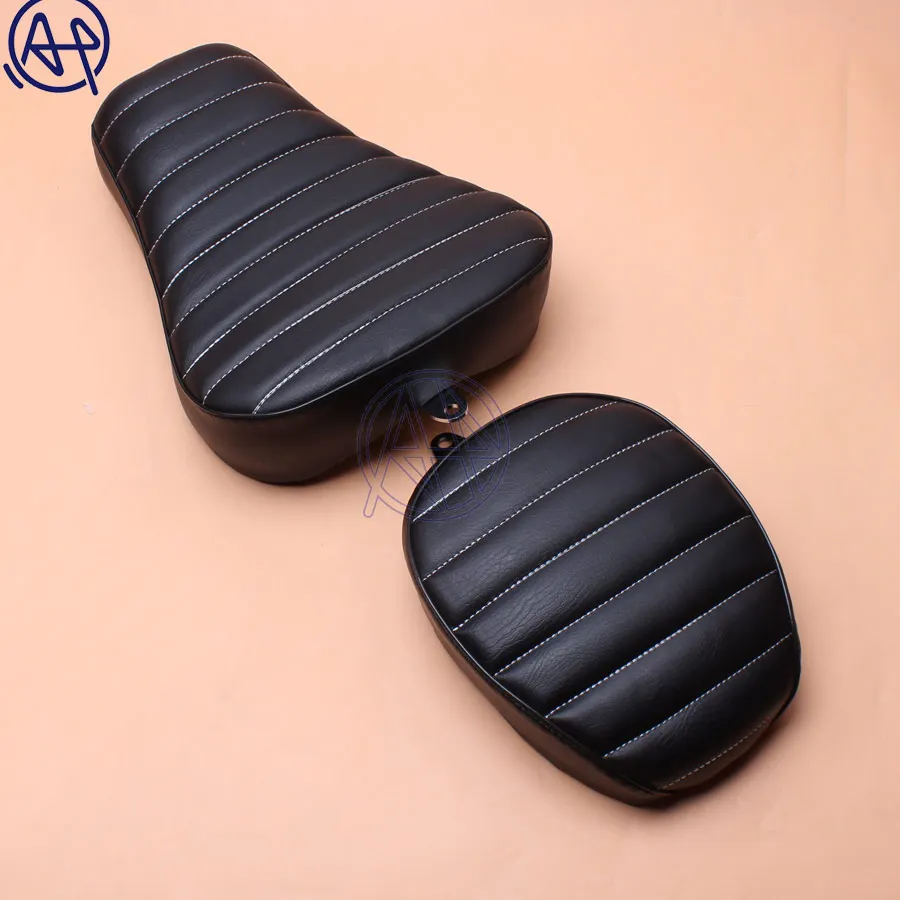 

1x PU Motorcycle Front Driver+Rear Passenger Two Up Seat Sofa Tour Seat Bench Rear Cushion For Harley Sportster 883 1200 10-15