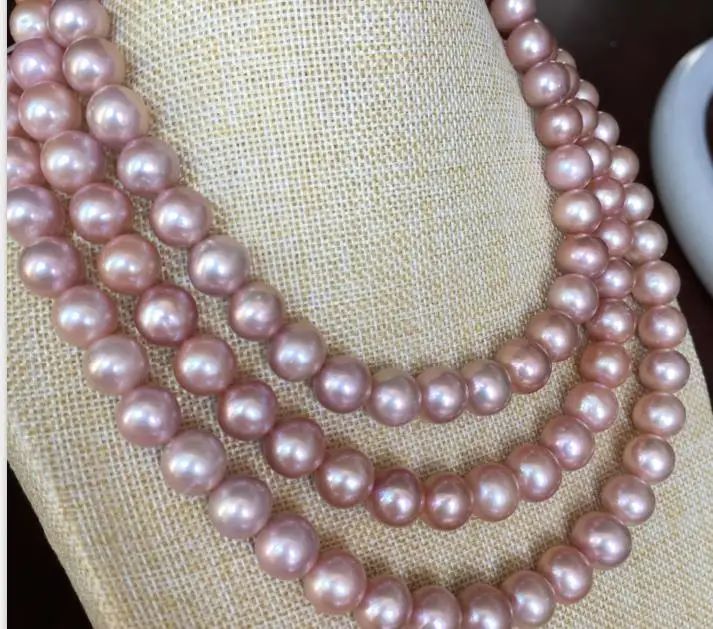 

elegant 12-14mm south sea round light lavender pearl necklace 48inch 14k